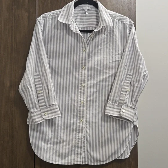 HINSON WU-"Halsey" 3/4 Sleeve Oversize Stripe Shirt-Size Medium - Picture 6 of 15